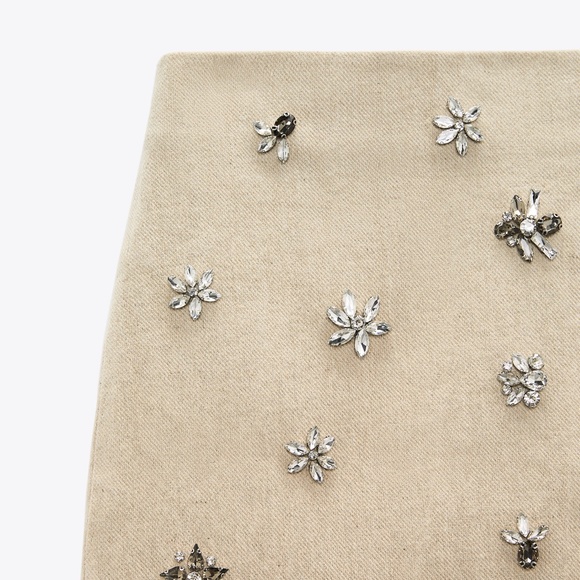 NWT Jewel Trim Linen Blend Mini Skirt XS - Picture 8 of 11